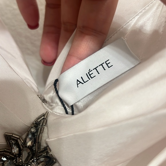 Aliette Ruched Silk Faille Off The Shoulder Mini Dresss - Picture 9 of 13